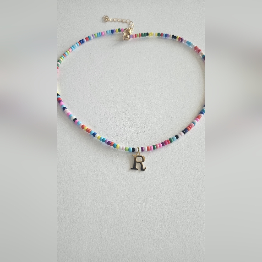 New Colorful initial necklace, R
